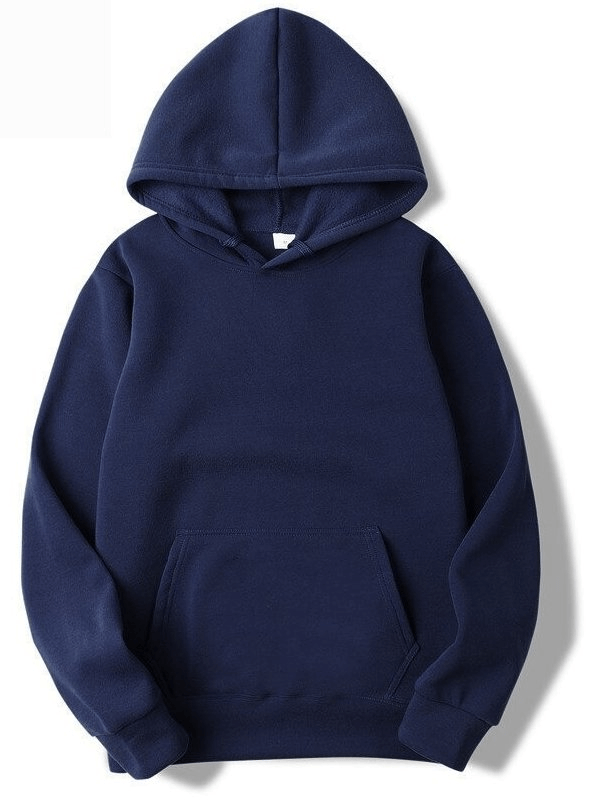 Solid color men's hoodie with hood and pockets, casual style, in dark blue. Perfect for comfort and fashion. SF0373